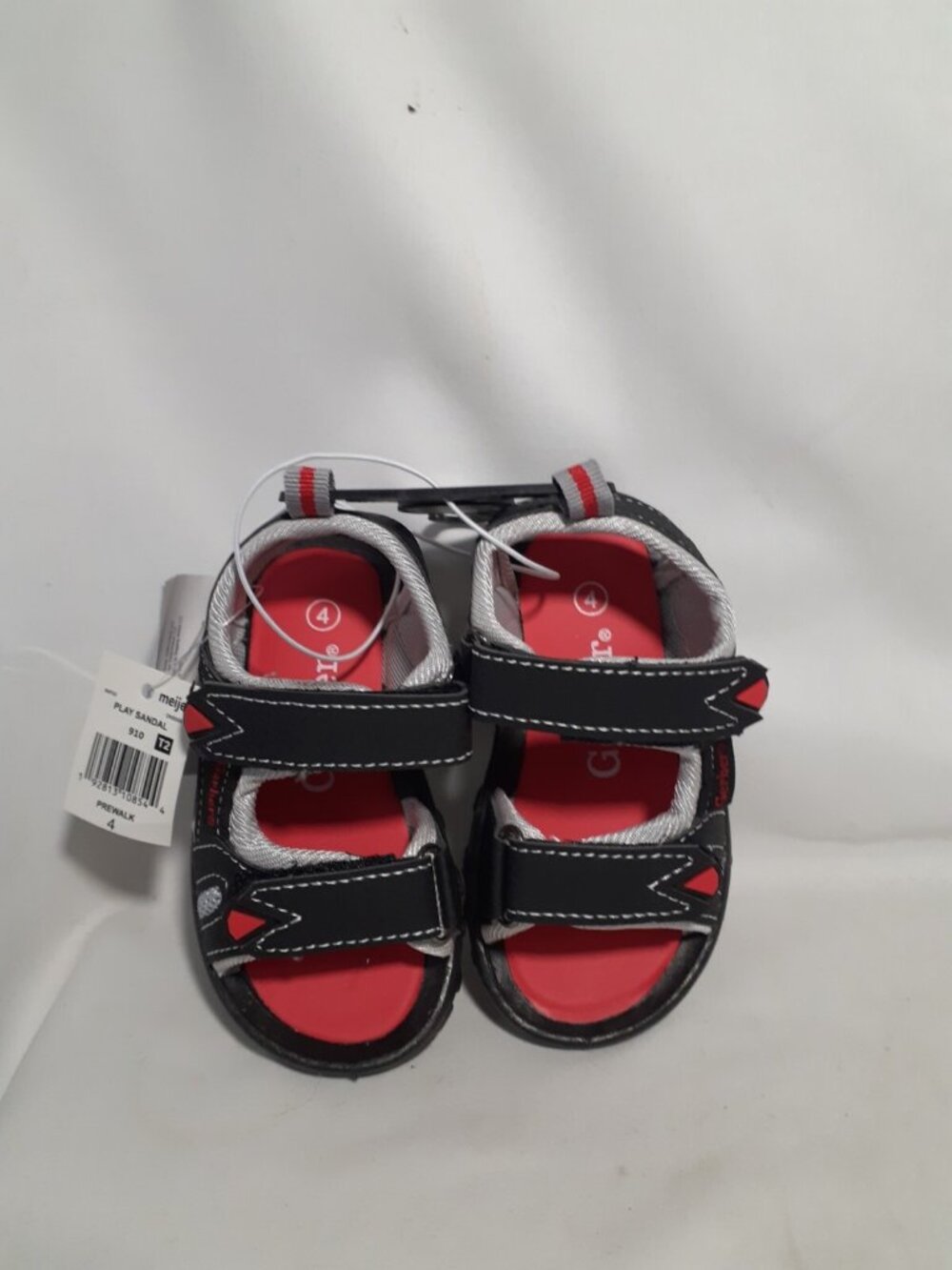 Gerber Baby Play  Sandal, Prewalk Walking Ankle Strap, Size 4, Infant Boy, Black